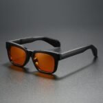 Women’s square polarized sunglasses with black frame and amber lenses