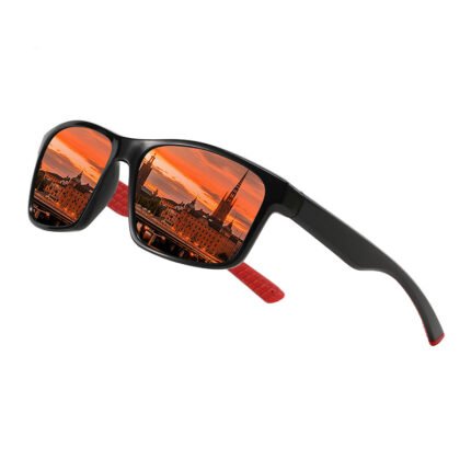 Coastal Driver Polar matte black and red unisex polarized sunglasses with amber mirror lenses and UV400 protection