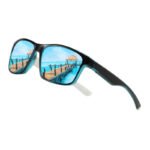 Coastal Driver Polar black and teal unisex polarized sunglasses with blue mirror lenses and UV400 protection